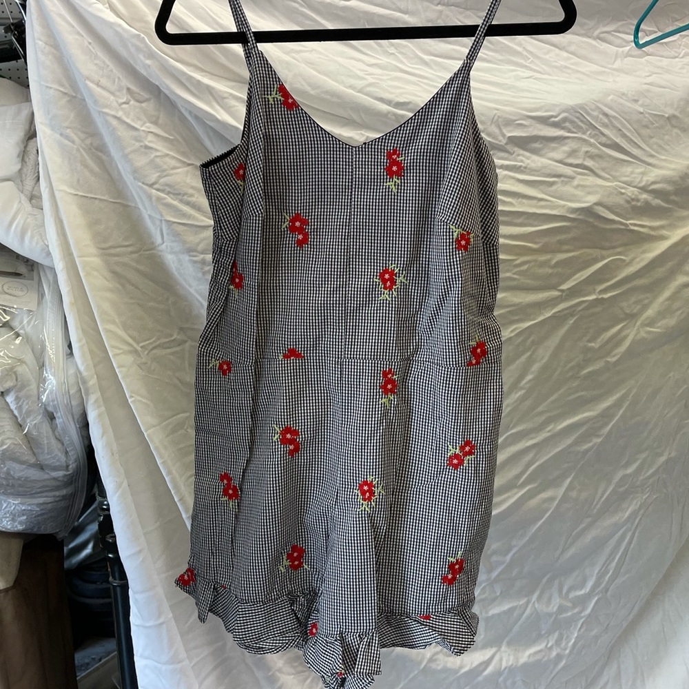 Checkered floral romper